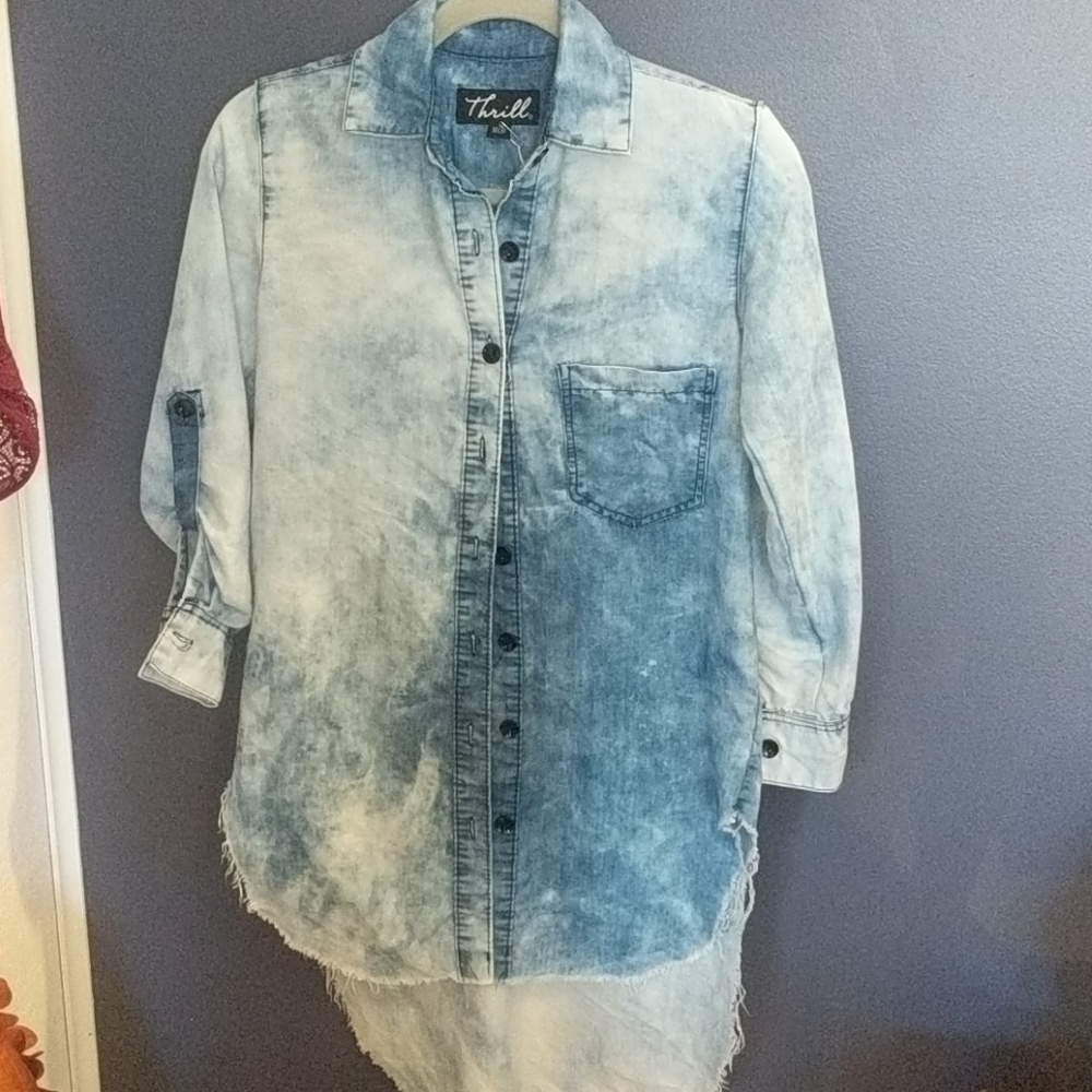 Thrill tie dye denim shirt sz M new